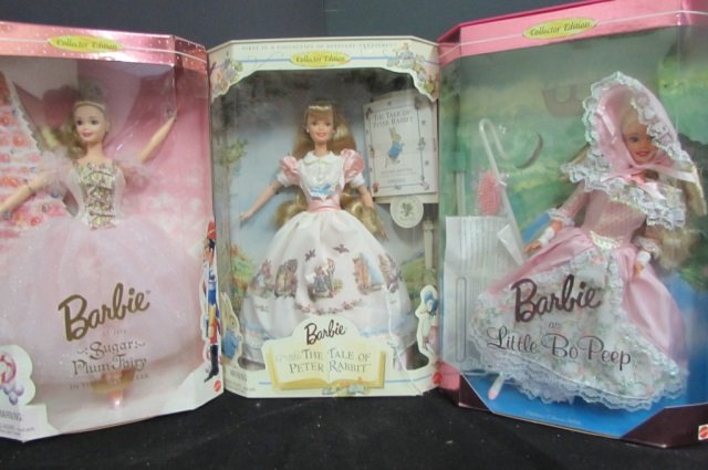 COLLECTOR EDITION BARBIES (3) ORIGINAL PACKAGING THE: ORIGINAL PACKAGING THE TALE OF PETER RABBIT-1997 SUGAR PLUM FAIRY-1996 LITTLE BO PEEP-1995