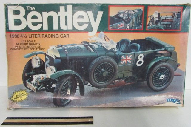 THE BENTLEY MODEL CAR KIT: 1930 4 1/2 LITER RACING CAR 1/12 SCALE MUSEUM QUALITY PLASTIC MODEL KIT OVER 18 IN LONG