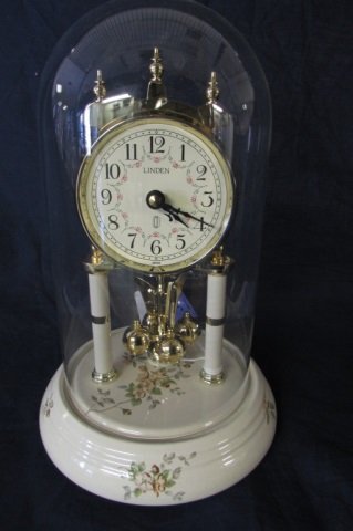 LINDEN ANNIVERSARY CLOCK BATTERY OPERATED HAS A FLORAL: BATTERY OPERATED HAS A FLORAL DESIGN MADE IN JAPAN
