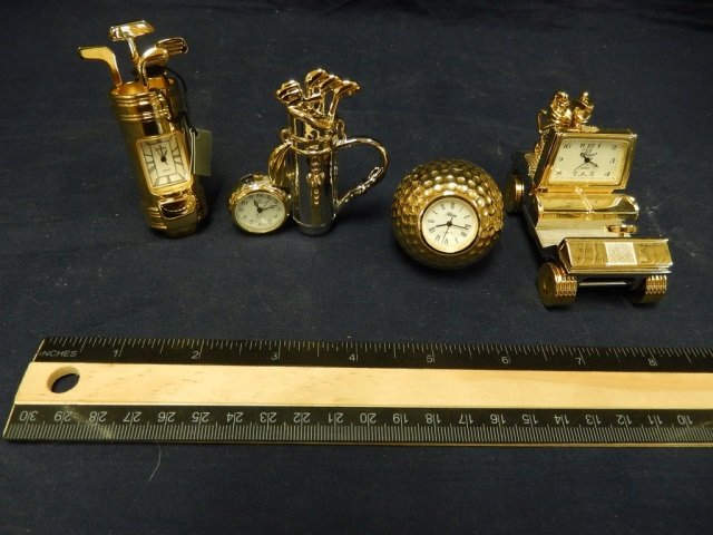 4 NOVELTY DESK CLOCKS ALL GOLF MOTIF: ALL GOLF MOTIF