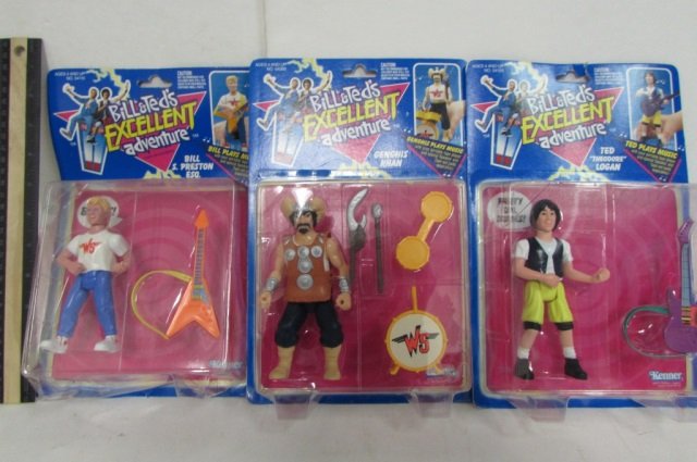 BILL & TED'S EXCELLENT ADVENTURE FIGURES (3): ALL IN ORIGINAL PACKAGING, GENGHIS KHAN, TED THEODORE LOGAN, & BILL S. PRESTON ESQ FIGURES