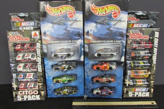 HOT WHEELS & RACING CHAMPIONS COLLECTIBLE CARS: 4 SETS ALL IN ORIGINAL PACKAGING, HOT WHEELS, COMMEMORATIVE RACING 4-PACK RACING CHAMPIONS, NASCAR & CITGO 5-PACKS