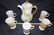 HAND PAINTED PORCELAIN COFFEE SET FLORAL DESIGN COFFEE