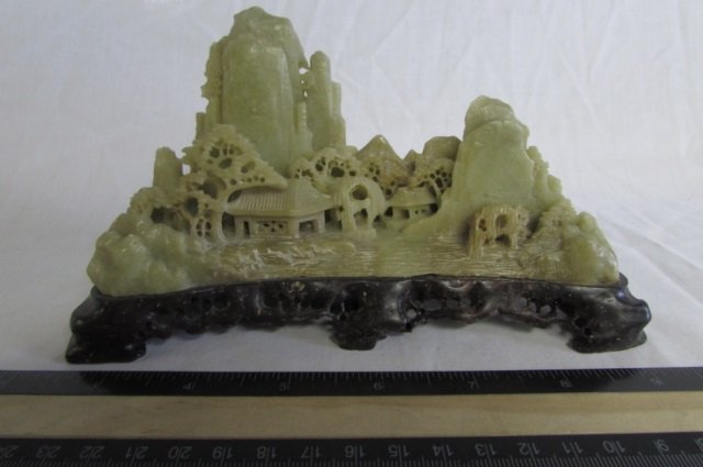 ASIAN SOAPSTONE CARVED SCENE 7" x 3", IN NICE CONDITION: 7" x 3", IN NICE CONDITION