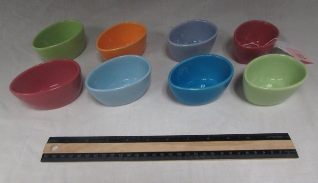 HAND GLAZED BIA CHINA (8) PASTEL COLOR EGG CUPS: PASTEL COLOR EGG CUPS