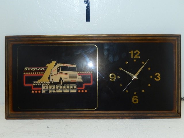 SNAP ON #1 DRIVIN PROUD WALL CLOCK 1981-1994 ERA, SNAP: 1981-1994 ERA, SNAP ON CLOCK BY JABCO COMMEMORATES THE INDEPENDENT SNAP ON DEALER AND HIS HIGHLY RECOGNIZED ROUTE TRUCK