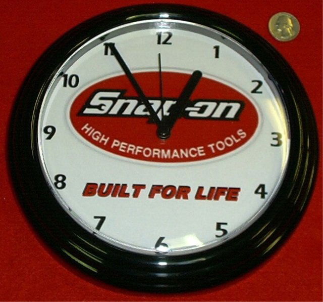 SNAP-ON SHOP CLOCK 9-INCH DIAMETER, BATTERY OPERATED,: 9-INCH DIAMETER, BATTERY OPERATED, MADE BY INGRAHAM