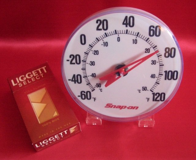 SNAP-ON TOOLBOX THERMOMETER 5-INCHES IN DIAMETER, CAN: 5-INCHES IN DIAMETER, CAN BE MOUNTED ON YOUR TOOLBOX OR THE WALL,TEMP RANGES FROM -60 DEGREES F. TO 120 DEGREES F.