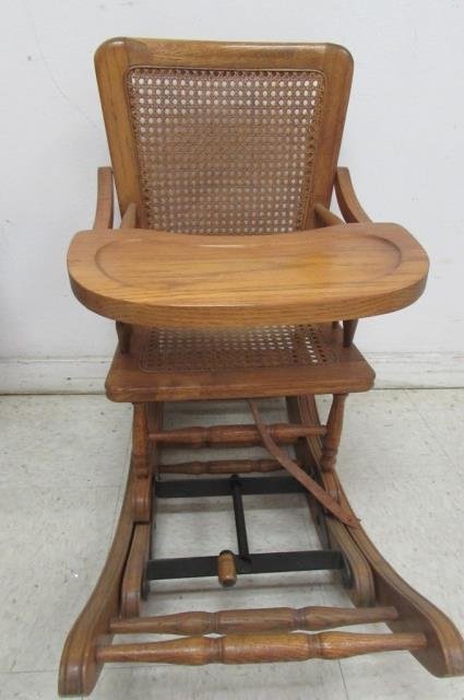 ROCKING CHAIR/ HIGH CHAIR IN GOOD CONDITION, 28" TALL: IN GOOD CONDITION, 28" TALL