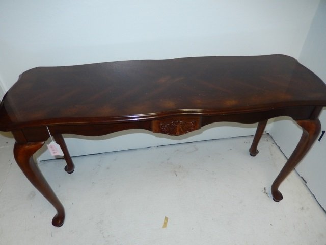 WINDOW/SOFA BACK TABLE QUEEN ANN LEGS 51" LONG, 17": 51" LONG, 17" WIDE AND 28" TALL