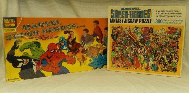 VINTAGE MARVEL GAME & JIGSAW PUZZLE MARVEL SUPER HEROES: MARVEL SUPER HEROES GAME & MARVEL SUPER HEROES FANTASY JIGSAW PUZZLE