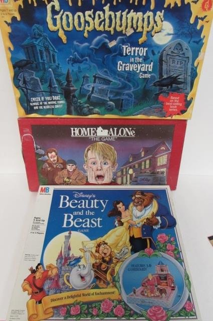 3 VINTAGE BOARD GAMES HOME ALONE, BEAUTY AND THE BEAST: HOME ALONE, BEAUTY AND THE BEAST GAME, & GOOSEBUMPS TERROR IN THE GRAVEYARD GAME