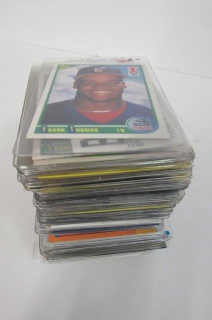COLLECTIBLE BASEBALL CARDS- 1990's FLEER, FLAIR, TOPPS,: FLEER, FLAIR, TOPPS, UPPER DECK, & MORE. AN ASSORTMENT OF COLLECTIBLE BASEBALL CARDS FEAUTURING VARIOUS PLAYERS (KEN GRIFFEY JR., DEION SANDERS, DON MATTINGLY)