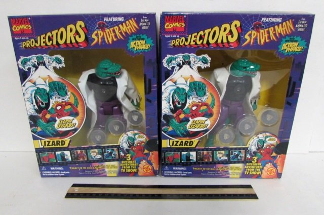 MARVEL COMICS PROJECTORS: LIZARD FIGURES (2) ORIGINAL: ORIGINAL PACKAGING AND IN GOOD CONDITION (1995). (2) MARVEL COMICS PROJECTORS FEATURING SPIDER-MAN: "LIZARD" FIGURES.