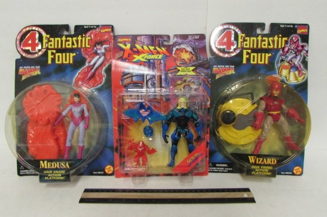 3 MARVEL COMICS ACTION FIGURES ALL ARE IN ORIGINAL: ALL ARE IN ORIGINAL PACKAGING, GENISIS, MEDUSA, & WIZARD FIGURES
