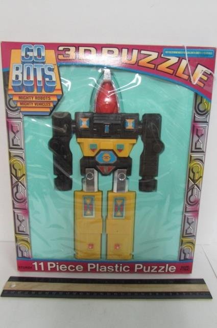 1985 GO BOT 3D PUZZLE ORIGINAL PACKAGING, 11 PIECE: ORIGINAL PACKAGING, 11 PIECE PLASTIC PUZZLE