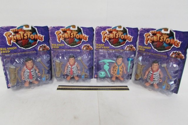 1993 THE FLINSTONES FIGURES (4) ALL ARE IN ORIGINAL: ALL ARE IN ORIGINAL PACKAGING, (3) BIG SHOT FRED, & HARD HAT FRED