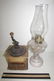 VINTAGE COFFEE GRINDER AND OIL LAMP