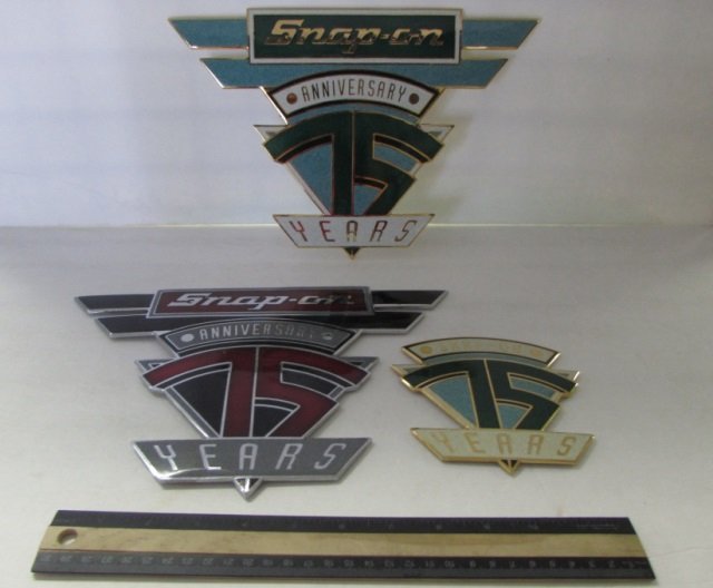 SNAP ON METAL LOGOS (3): SNAP ON METAL LOGOS (3) THREE 75TH ANNIVERSARY LOGOS