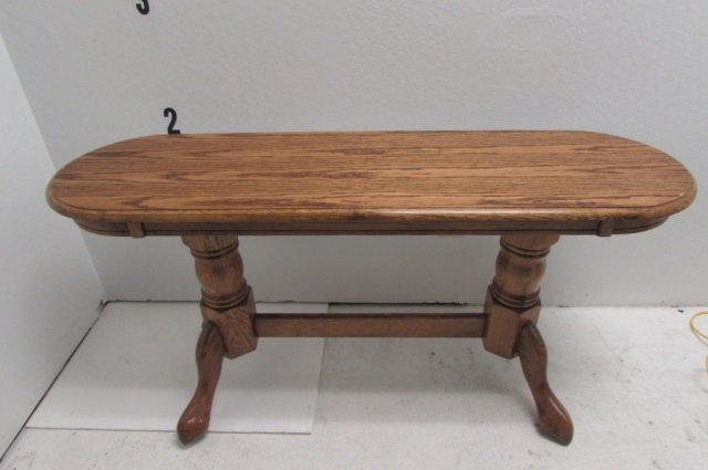 OAK SOFA TABLE: OAK SOFA TABLE 26" TALL 54" WIDE, IN GOOD CONDITION