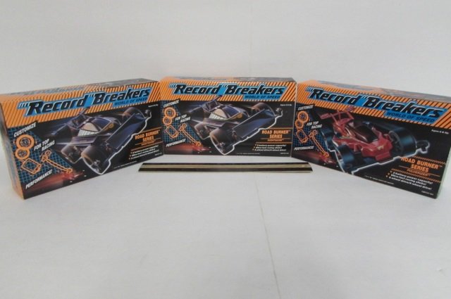 RECORD BREAKER WORLD OF SPEED CAR MODEL KITS (3) ALL: ALL ARE IN ORIGINAL PACKAGING, ROAD BURNER SERIES, PHANTOM, NIGHTMARE, & SURESHOT