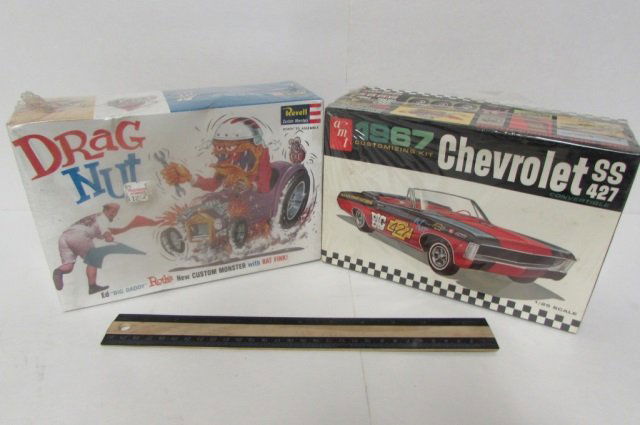 2 VINTAGE PLASTIC CAR MODEL KITS BOTH ARE IN ORIGINAL: BOTH ARE IN ORIGINAL PACKAGING, 1967 CHEVROLET SS 427, & DRAG NUT ED "BIG DADDY"