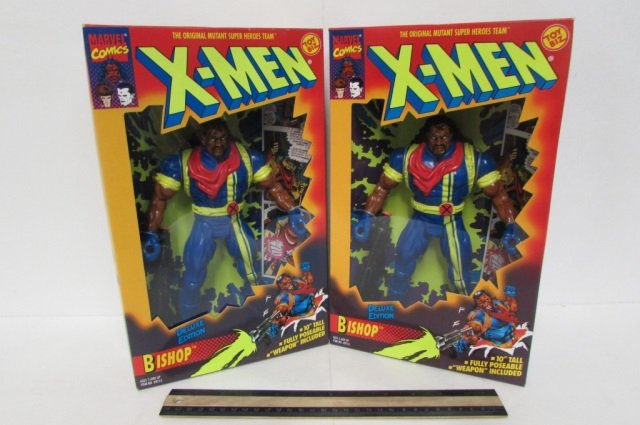 X-MEN BISHOP FIGURES (2) BOTH ARE IN ORIGINAL: BOTH ARE IN ORIGINAL PACKAGING, 10" TALL, FULLY POSEABLE, WEAPON INCLUDED