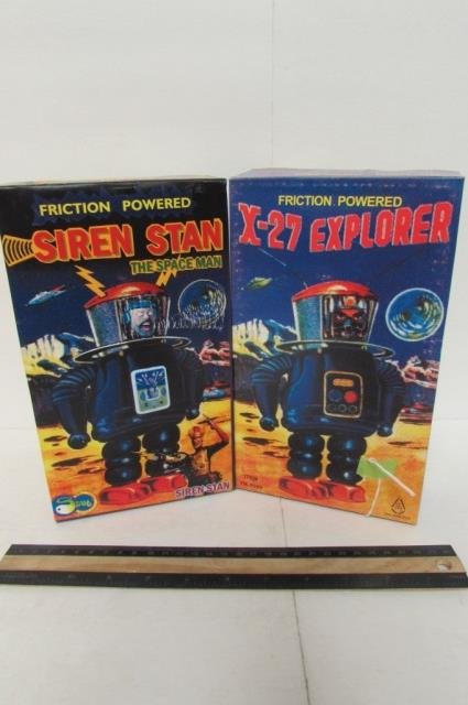 FRICTION POWERED X-27 ROBOT (2) ONE IS MARKED SIREN: ONE IS MARKED SIREN STAN THE SPACE MAN