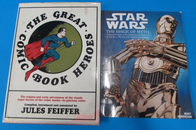 STAR WARS AND COMIC BOOK HEROES BOOKS (2) STAR WARS THE: STAR WARS THE MAGIC OF MYTH BY MARY HENDERSON (SOFT COVER) AND THE GREAT COMIC BOOK HEROES BOOK JULES FEIFER (BOOK INCLUDES HISTORY AND COMIC STRIPS)