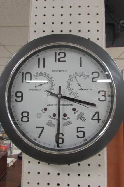 HOWARD MILLER WEATHER FORCASTER WALL CLOCK COMBO: BATTERY OPERATED