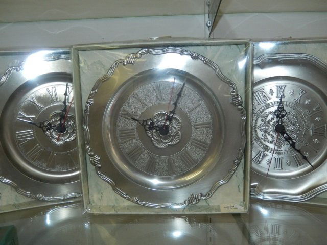 WALL CLOCKS (3) IN ORIGINAL BOXES, MADE IN GERMANY,: IN ORIGINAL BOXES, MADE IN GERMANY, SILVER METAL