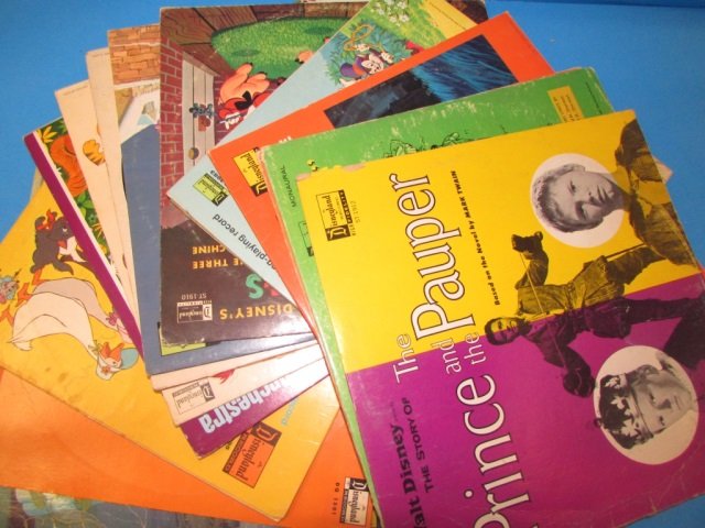 VINTAGE VINYL RECORD ALBUMS (40+) BOX LOT INCLUDES WALT: BOX LOT INCLUDES WALT DISNEY'S FANTASIA, PETER PAN, THE JUNGLE BOOK AND MANY MORE, BEDKNOBS AND BROOMSTICKS