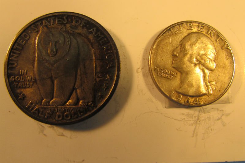 1936 SF-OAK-BAYBRIDGE HALF DOLLAR, 3- .25c 1936 SAND: 1936 SAND FRANCISCO, OAKLAND BAY BRIDGE NOT IN BOOK HALF DOLLAR, 3 QUARTERS 1960'S