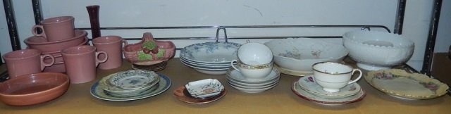 PORCELAIN DISHWARE HAND PAINTED PLATES, MILK GLASS: HAND PAINTED PLATES, MILK GLASS BOWL, VIESTA WARE, & OTHER CERMIC KITCHENWARE