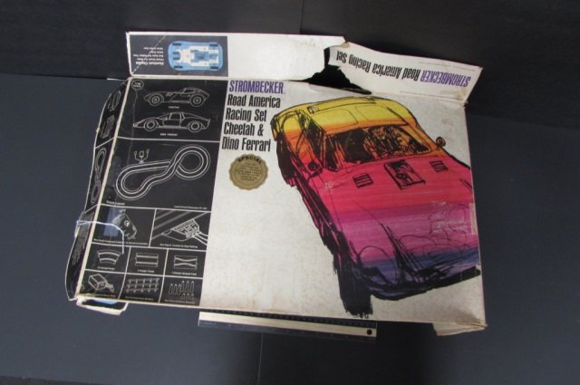 1966 STROMBECKER ROAD AMERICA RACING SET ORIGINAL: ORIGINAL PACKAGING HAS BEEN OPENED, ALL PIECES APPEAR TO BE IN BOX