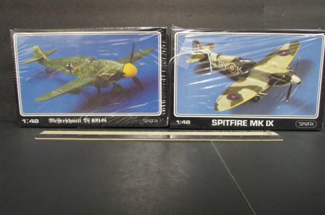 2 VINTAGE PLASTIC AIRCRAFT MODEL KITS BOTH ARE IN: BOTH ARE IN ORIGINAL PACKAGING, SPITFIRE MK IX, & MEFFERICHMITT