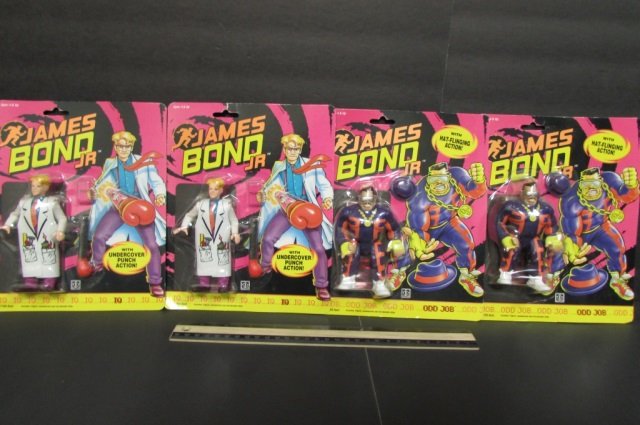 JAMES BOND JR ACTION FIGURES (4) ALL ARE NEW IN: ALL ARE NEW IN UNOPENED ORIGINAL PACKAGING, 1991, ODD JOB (2) & IQ (2)