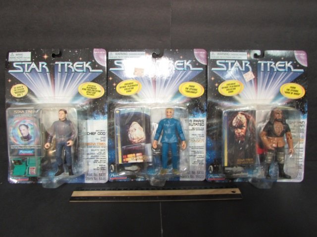 STAR TREK ACTION FIGURES (3) ALL ARE NEW IN UNOPENED: ALL ARE NEW IN UNOPENED ORIGINAL PACKAGING, 1996, CAPTAIN KURN, CHIEF ODD, & TOM PARIS MUTATED