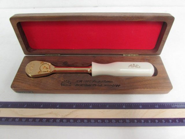 MAC TOOLS 24K GOLD PLATED RATCHET COMES IN WOOD CASE,: COMES IN WOOD CASE, 1990 LIMITED EDITION,