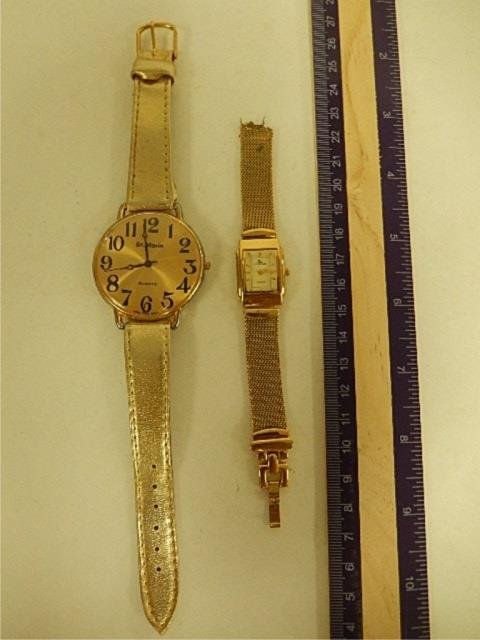 QUARTZ WRIST WATCHES (2) CENERE WATCH WITH GOLD MESH: CENERE WATCH WITH GOLD MESH BAND (NEEDS REPAIR) ST. MARIN WATCH WITH GOLD LEATHER BAND