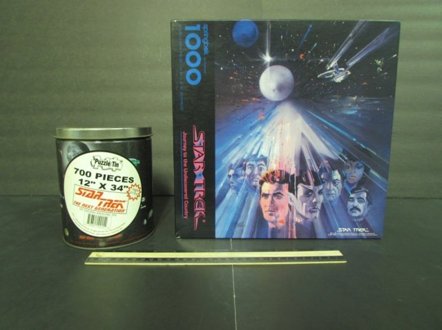 STAR TREK PUZZLES (2) NEW IN UNOPENED ORIGINAL: NEW IN UNOPENED ORIGINAL PACKAGING, PUZZLE PIECES STILL IN PLASTIC, STAR TREK KLINGON BIRD OF PREY 700 PIECES 12'' x 34'' 1996 & STAR TREK JOURNEY TO THE UNDISCOVERED COUNTRY 1000 PIECES 24'' x 30'' 1