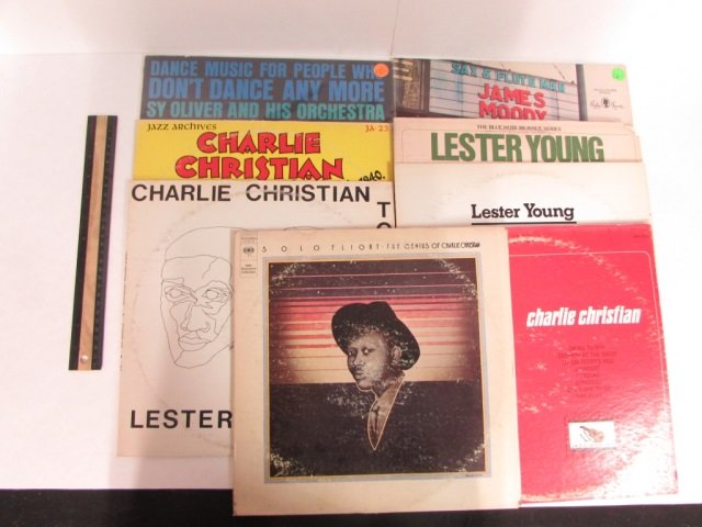 VINYL RECORDS (8) SY OLIVER AND HIS ORCHESTRA, 1975: SY OLIVER AND HIS ORCHESTRA, 1975 CHARLIE CHRISTIAN LIVE, CHARLEY CHRISTIAN -LESTER YOUNG-TOGETHER 1940, SAX & FLUTE MAN JAMES MOODY, LESTER YOUNG NEWLY DISCOVERED PERFORMANCE, LESTER YOUNG THE ALADDI