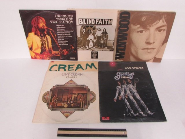 VINYL RECORDS (6) BLIND FAITH, UNITED ARTISTS WINWOOD,: BLIND FAITH, UNITED ARTISTS WINWOOD, THE BLUES WORLD OF ERIC CLAPTON, CREAM GOODBYE, LIVE CREAM VOLUME II, CREAM