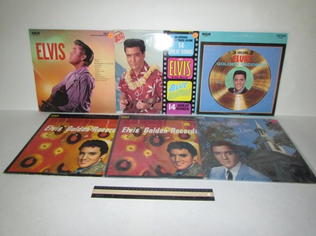ELVIS VINYL RECORDS (6) HOW GREAT THOU ART, ELVIS': HOW GREAT THOU ART, ELVIS' GOLDEN RECORDS (3), ELVIS, BLUE HAWAII , 2 STILL IN PLASTIC,1956-1963