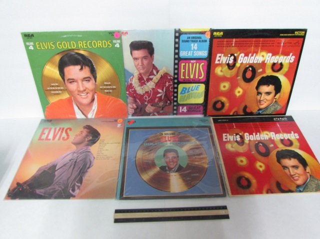 ELVIS VINYL RECORDS (6) BLUE HAWAII, ELVIS' GOLDEN: BLUE HAWAII, ELVIS' GOLDEN RECORDS VOLUME 1 (2), 3, &4, ELVIS PRESLEY 1953-1956