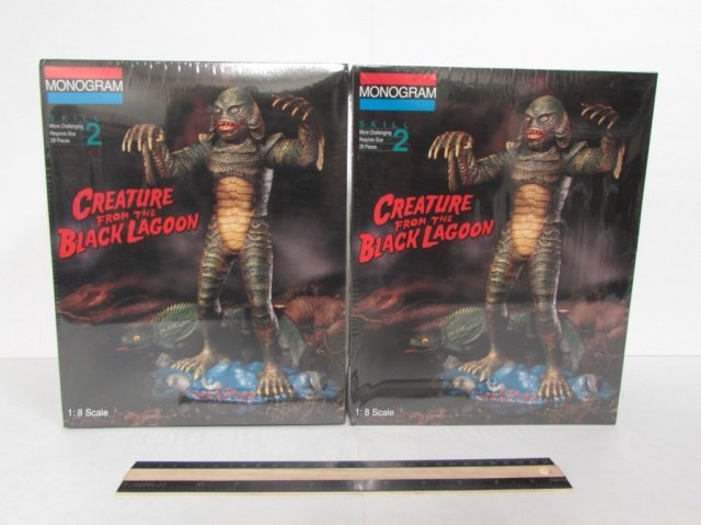 CREATURE FROM THE BLACK LAGOON MODEL KITS (2) BOTH ARE: BOTH ARE IN ORIGINAL PACKAGING, 1:8 SCALE, SKILL 2, 29 PIECES