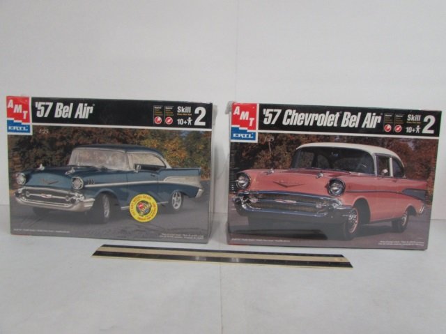 AMT PLASTIC CAR MODEL KITS (2) BOTH ARE IN ORIGINAL: BOTH ARE IN ORIGINAL PACKAGING, '57 CHEVROLET BEL AIR, & '57 BEL AIR, BOTH ARE SKILL 2