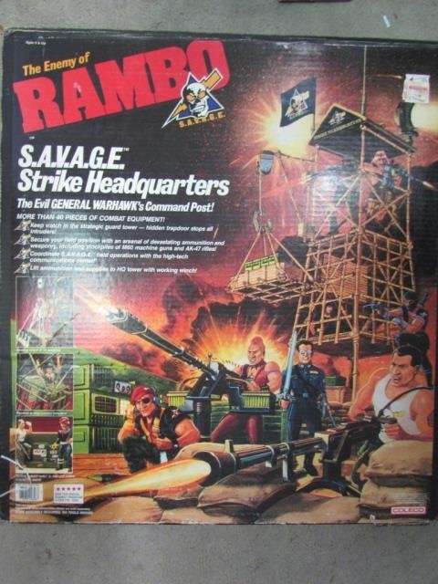 1985 RAMBO SAVAGE STRIKE HEADQUATER ORIGINAL PACKAGING,: ORIGINAL PACKAGING, PACKAGING HAS A CORNER CUT OPENED