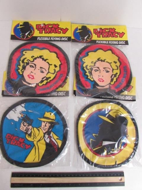 DICK TRACY FLEXIBLE FLYING DISCS (4) ALL ARE IN: ALL ARE IN ORIGINAL PACKAGING