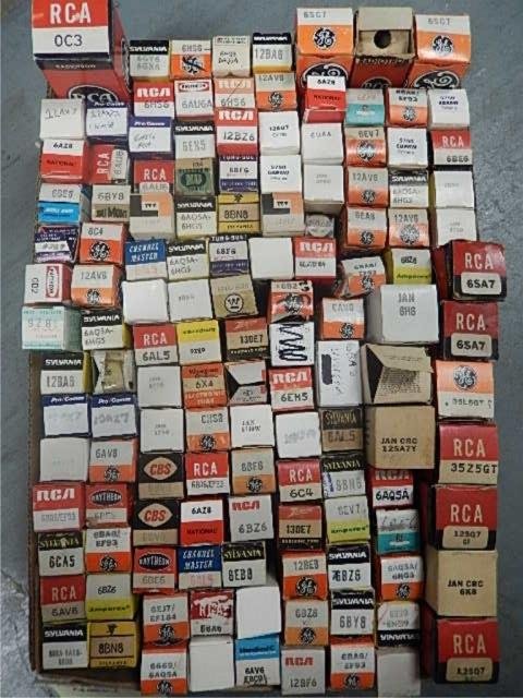 RADIO VACUUM TUBES (NEW) LARGE ASSORTMENT OF NEW RADIO: LARGE ASSORTMENT OF NEW RADIO VACUUM TUBES (RCA, SYLVANIA, RAYTHEON, AND MORE)